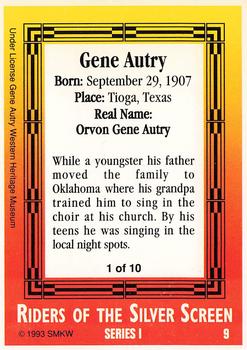 1993 SMKW Riders of the Silver Screen #9 Gene Autry Back