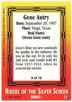 1993 SMKW Riders of the Silver Screen #17 Gene Autry Back