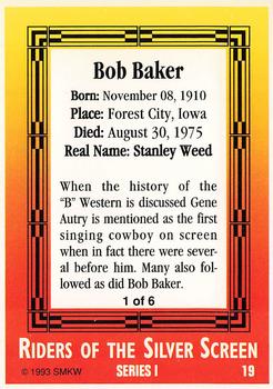 1993 SMKW Riders of the Silver Screen #19 Bob Baker Back