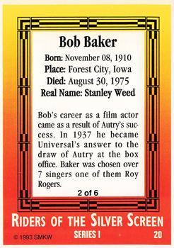 1993 SMKW Riders of the Silver Screen #20 Bob Baker Back