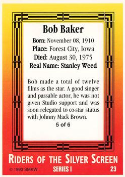 1993 SMKW Riders of the Silver Screen #23 Bob Baker Back
