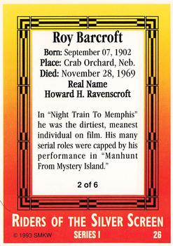 1993 SMKW Riders of the Silver Screen #26 Roy Barcroft Back