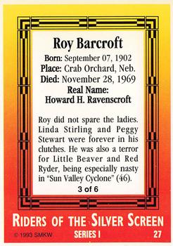 1993 SMKW Riders of the Silver Screen #27 Roy Barcroft Back