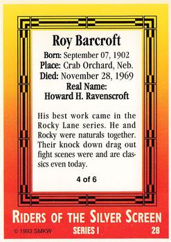 1993 SMKW Riders of the Silver Screen #28 Roy Barcroft Back