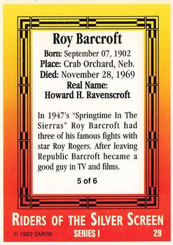 1993 SMKW Riders of the Silver Screen #29 Roy Barcroft Back