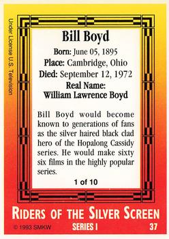 1993 SMKW Riders of the Silver Screen #37 Bill Boyd Back