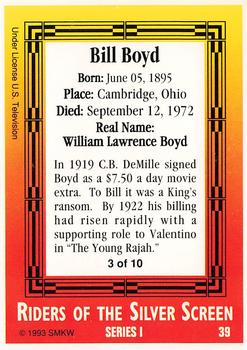 1993 SMKW Riders of the Silver Screen #39 Bill Boyd Back