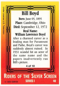 1993 SMKW Riders of the Silver Screen #40 Bill Boyd Back
