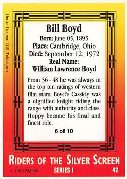 1993 SMKW Riders of the Silver Screen #42 Bill Boyd Back