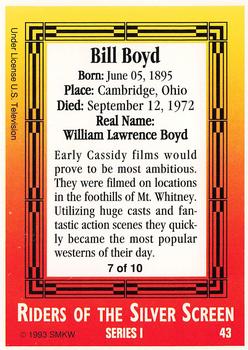 1993 SMKW Riders of the Silver Screen #43 Bill Boyd Back