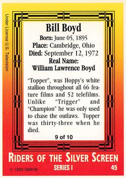 1993 SMKW Riders of the Silver Screen #45 Bill Boyd Back