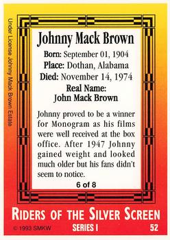 1993 SMKW Riders of the Silver Screen #52 Johnny Mack Brown Back