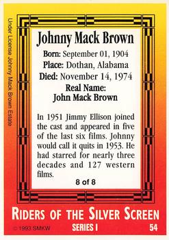 1993 SMKW Riders of the Silver Screen #54 Johnny Mack Brown Back