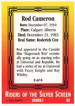 1993 SMKW Riders of the Silver Screen #62 Rod Cameron Back