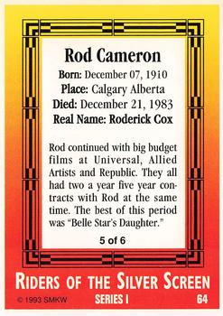 1993 SMKW Riders of the Silver Screen #64 Rod Cameron Back