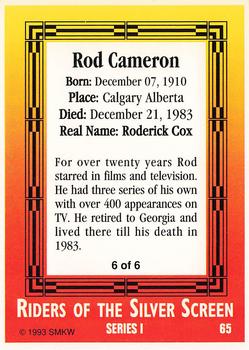 1993 SMKW Riders of the Silver Screen #65 Rod Cameron Back
