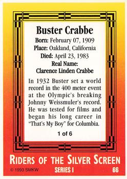 1993 SMKW Riders of the Silver Screen #66 Buster Crabbe Back
