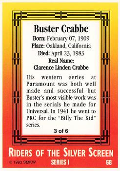 1993 SMKW Riders of the Silver Screen #68 Buster Crabbe Back