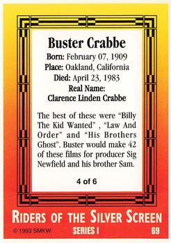 1993 SMKW Riders of the Silver Screen #69 Buster Crabbe Back