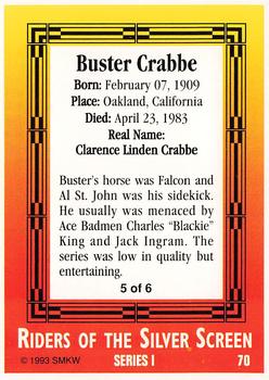 1993 SMKW Riders of the Silver Screen #70 Buster Crabbe Back