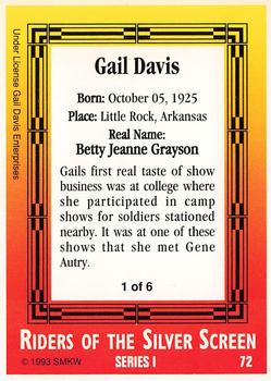 1993 SMKW Riders of the Silver Screen #72 Gail Davis Back