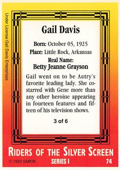 1993 SMKW Riders of the Silver Screen #74 Gail Davis Back