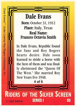 1993 SMKW Riders of the Silver Screen #95 Dale Evans Back