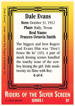 1993 SMKW Riders of the Silver Screen #97 Dale Evans Back