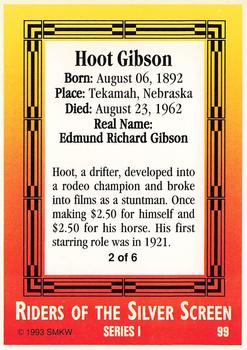 1993 SMKW Riders of the Silver Screen #99 Hoot Gibson Back