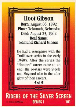 1993 SMKW Riders of the Silver Screen #101 Hoot Gibson Back