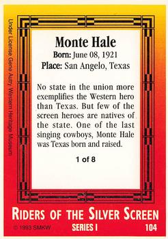1993 SMKW Riders of the Silver Screen #104 Monte Hale Back