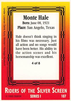 1993 SMKW Riders of the Silver Screen #107 Monte Hale Back