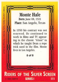1993 SMKW Riders of the Silver Screen #111 Monte Hale Back