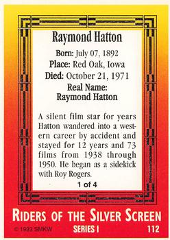 1993 SMKW Riders of the Silver Screen #112 Raymond Hatton Back