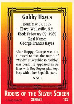 1993 SMKW Riders of the Silver Screen #120 Gabby Hayes Back