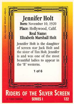 1993 SMKW Riders of the Silver Screen #122 Jennifer Holt Back