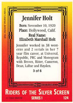 1993 SMKW Riders of the Silver Screen #124 Jennifer Holt Back