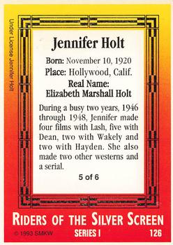 1993 SMKW Riders of the Silver Screen #126 Jennifer Holt Back