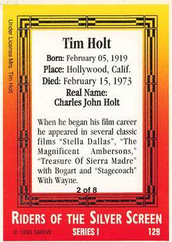 1993 SMKW Riders of the Silver Screen #129 Tim Holt Back