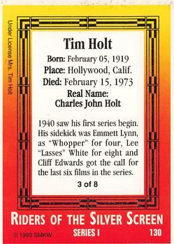 1993 SMKW Riders of the Silver Screen #130 Tim Holt Back