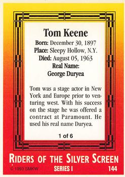 1993 SMKW Riders of the Silver Screen #144 Tom Keene Back