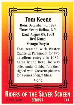 1993 SMKW Riders of the Silver Screen #147 Tom Keene Back