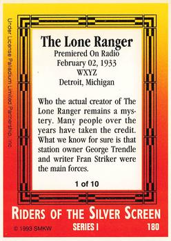 1993 SMKW Riders of the Silver Screen #180 The Lone Ranger Back