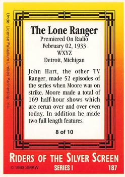 1993 SMKW Riders of the Silver Screen #187 The Lone Ranger Back