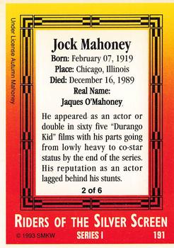 1993 SMKW Riders of the Silver Screen #191 Jock Mahoney Back