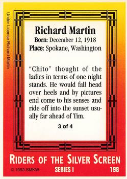 1993 SMKW Riders of the Silver Screen #198 Richard Martin Back