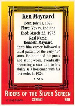 1993 SMKW Riders of the Silver Screen #200 Ken Maynard Back