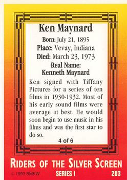 1993 SMKW Riders of the Silver Screen #203 Ken Maynard Back