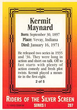 1993 SMKW Riders of the Silver Screen #207 Kermit Maynard Back
