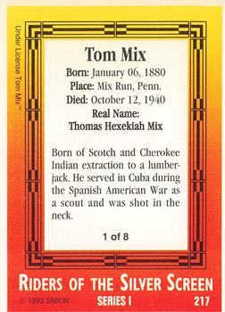 1993 SMKW Riders of the Silver Screen #217 Tom Mix Back
